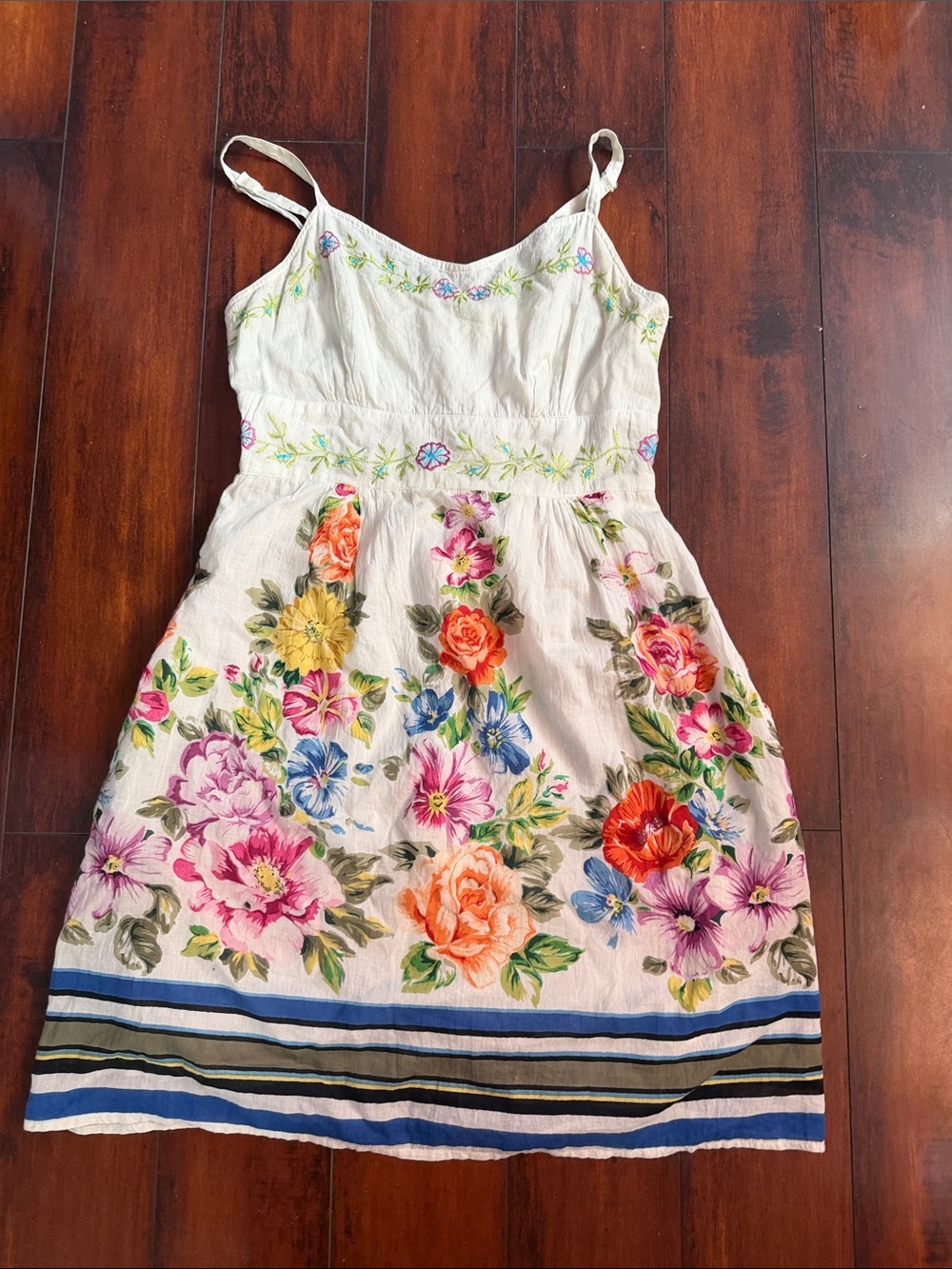 White Floral Spaghetti-Strap Mini Dress